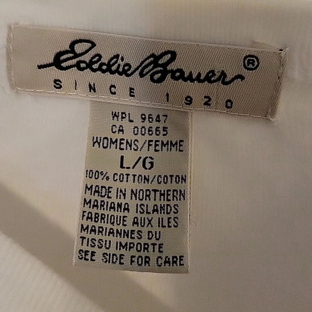 Eddie Bauer Women's Large White Short Sleeve Tee